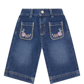 Floral Embroidered Wide-Leg Jeans