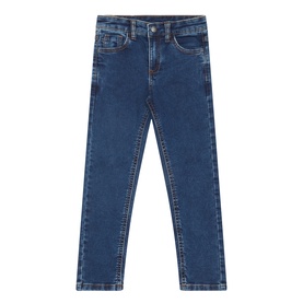 Mayoral dark blue slim-fit kids' jeans with five-pocket styling and contrast stitching, 98% cotton
