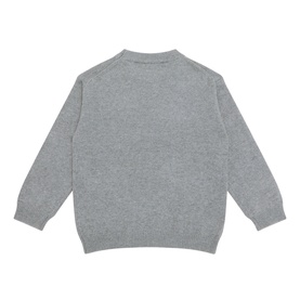 Mayoral Racing Car Sweater in Fog, back view showing crew neckline, long sleeves, ribbed trims and straight hemline