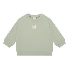 Mayoral Marbled Sweat Top in sage green with crew neck, ribbed cuffs and hem, and small chest patch logo