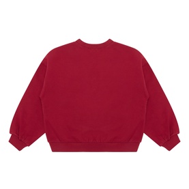 Mayoral cherry red cotton-blend children's sweat top, crew neck, long sleeves, relaxed fit, back view