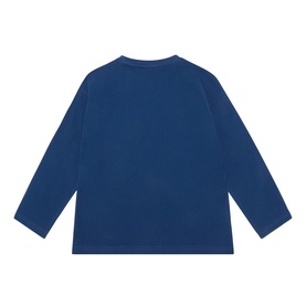 Mayoral Atlantic blue long-sleeve cotton T-shirt, back view showing plain finish and ribbed cuffs