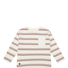 Flap Pocket Striped Long-Sleeved Top