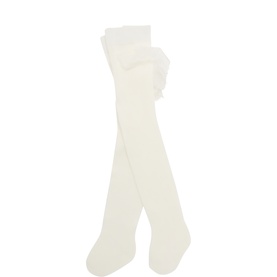 Mayoral natural cotton tights for baby with tulle ruffle bow detail at ankle, ivory tone