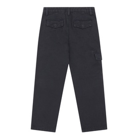 Mayoral Structured Cargo Trousers in navy, rear view showing twin back pockets and side cargo pocket detail, cotton blend