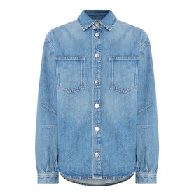 Samsoe & Samsoe denim shirt in Sephia Blue, button-front with two chest pockets and elasticated cuffs, 100% cotton