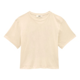 Bash cream cropped short-sleeve T-shirt with round neck and relaxed boxy fit, shown flat