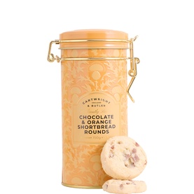 Chocolate & Orange Shortbread Rounds in Tin 150g