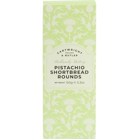 Cartwright & Butler Pistachio Shortbread Rounds in pale green floral carton box, 150g