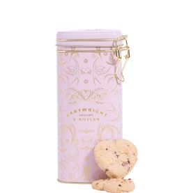 Raspberry & White Chocolate Biscuits in Heart Shaped Tin 200g