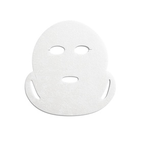 Dior treatment face sheet mask in white, shown flat with cut-outs for eyes, nose and mouth, and ear loops.
