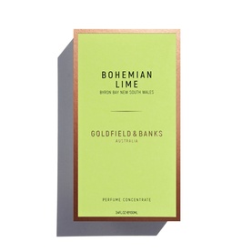 Goldfield & Banks Bohemian Lime Eau de Parfum in lime green and rose gold box, perfume concentrate, 50ml