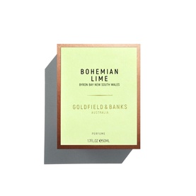 Goldfield & Banks Bohemian Lime Eau de Parfum in pale green and rose gold box packaging, 50ml