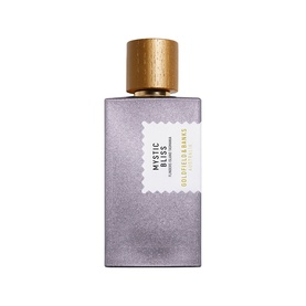 Goldfield & Banks Mystic Bliss EDP in silver-grey bottle with gold cap, stamp-style label, eau de parfum