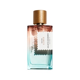 Goldfield & Banks Pacific Rock Flower Eau de Parfum, glass bottle with teal and coral gradient, wooden cap