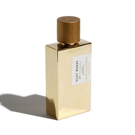 Goldfield & Banks Silky Woods EDP in polished gold rectangular bottle with wooden cap