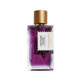 Goldfield & Banks Southern Bloom EDP in purple glass bottle with wooden cap, stamp-style label detail