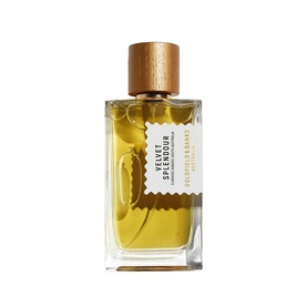 Goldfield & Banks Velvet Splendour EDP in amber glass bottle with wooden cap, stamp-style label detail