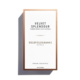 Goldfield & Banks Velvet Splendour Perfume Concentrate, white and rose gold box packaging, 100ml
