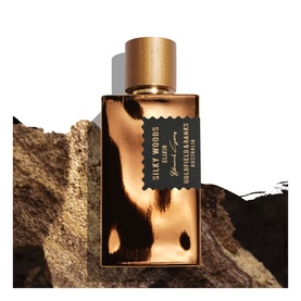 Goldfield & Banks Silky Woods Parfum in amber and black printed bottle with gold cap