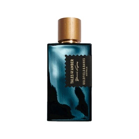 Goldfield & Banks Tales Of Amber Parfum, dark teal bottle with black marbled design and gold cap
