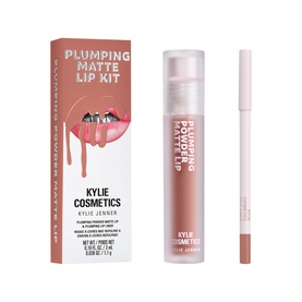 Kylie Cosmetics Plumping Matte Lip Kit with matte liquid lipstick and lip liner pencil in nude pink tone