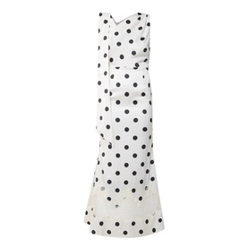 Lavish Alice black and white polka dot sleeveless maxi dress with V-neckline and flared hem
