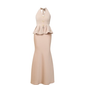 Viola Bow-Detail Peplum Dress