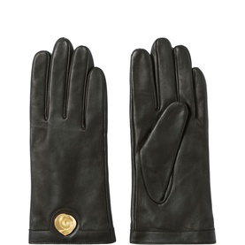 Jewel Detail Leather Gloves