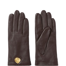 Jewel Detail Leather Gloves