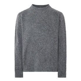 A.P.C. crew neck jumper in heathered anthracite, mock neck silhouette, long sleeves, wool-alpaca blend knit fabric
