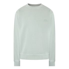 A.P.C. Fernando Logo Sweatshirt in gray green, crew neck with tonal logo print on chest, long sleeves, regular fit