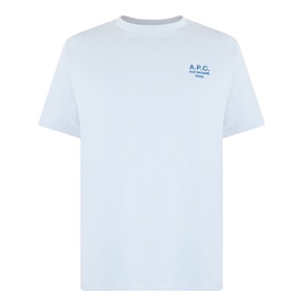 A.P.C. T-Shirt in Bleu Clair, crew neck, short sleeves, small logo print to chest, 100% cotton