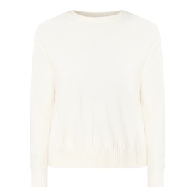 Akris Punto cream 100% virgin wool crew-neck jumper with ribbed hem and cuffs, relaxed fit