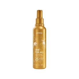 Aveda One For All Hair-In-A-Blur SPF 25 gold spray bottle, 100ml multi-benefit leave-in hair treatment