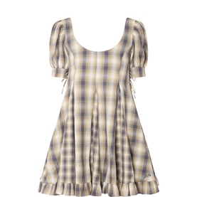 Sabina Check Mini Godet Dress