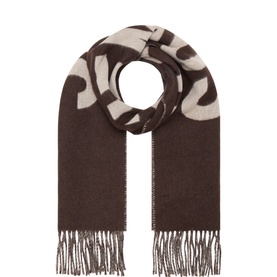 L'echarpe Contrast Logo Fringed Scarf