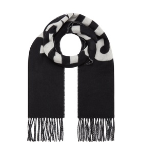 L'echarpe Contrast Logo Fringed Scarf