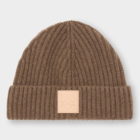 Cashmere Ribbed Logo Beanie Hat