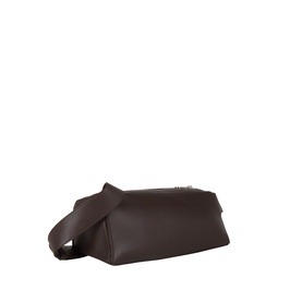 Loewe Puzzle Featherlight Sling Bag in dark chestnut grained lambskin, silver-tone hardware, adjustable belt strap, geometric silhouette