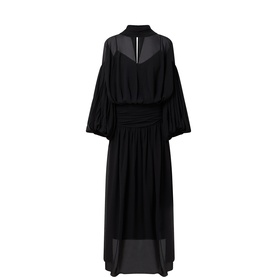 Solana Pussy-Bow Gown Dress