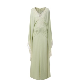 Evita Kaftan Sleeve Lace Trim Dress