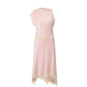 Adriana Asymmetric-Shoulder Satin Dress