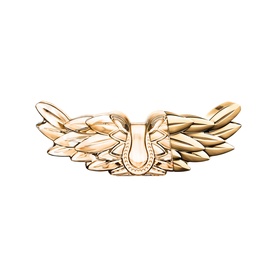 Zadig & Voltaire EDP gold winged horseshoe emblem cap ornament with laurel leaf wings detail