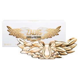 Zadig & Voltaire EDP in gold sculpted wings and horseshoe bottle design with white branded box, 30ml