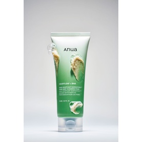 Anua Heartleaf & BHA pore cleansing foam in green tube with flip-top cap, shown at an angle against white background