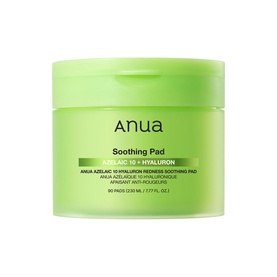 Anua Azelaic 10 + Hyaluron Redness Soothing Pad in green tub, 90 pads, 230ml