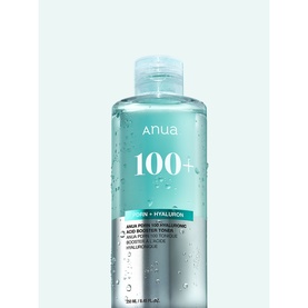 Anua Aqua Pore Hyaluronic Acid Moisture Toner in large clear bottle with blue teal liquid, 250ml