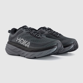 Hoka men's running trainers in outer orbit satellite grey, featuring mesh upper, black lacing, and chunky grey midsole