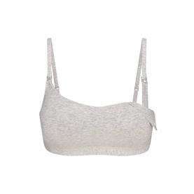 Skims Bralette in light heather grey, adjustable straps, square neckline, soft textured fabric, no model
